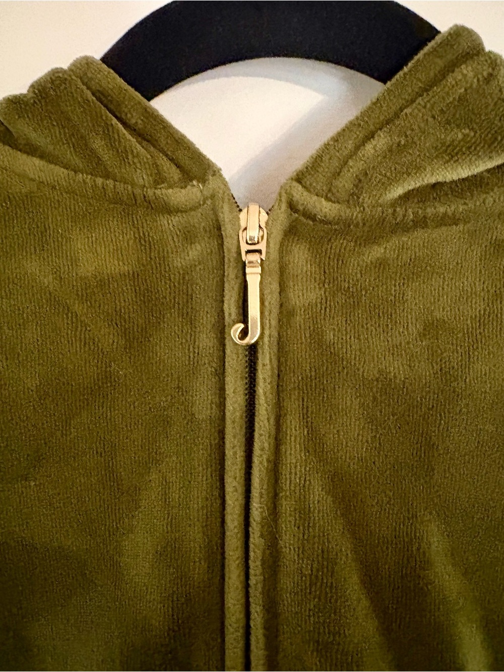 Juicy Couture Olive Green Velour Zip Hoodie | Made in USA | Women's Small - Picture 4 of 6